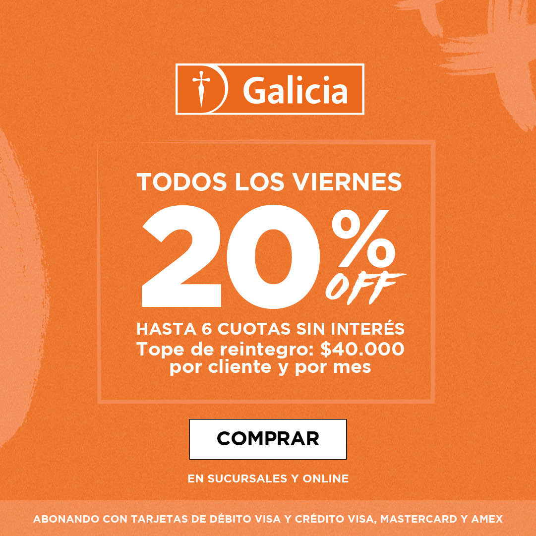 Galicia 20% OFF y 6 cuotas