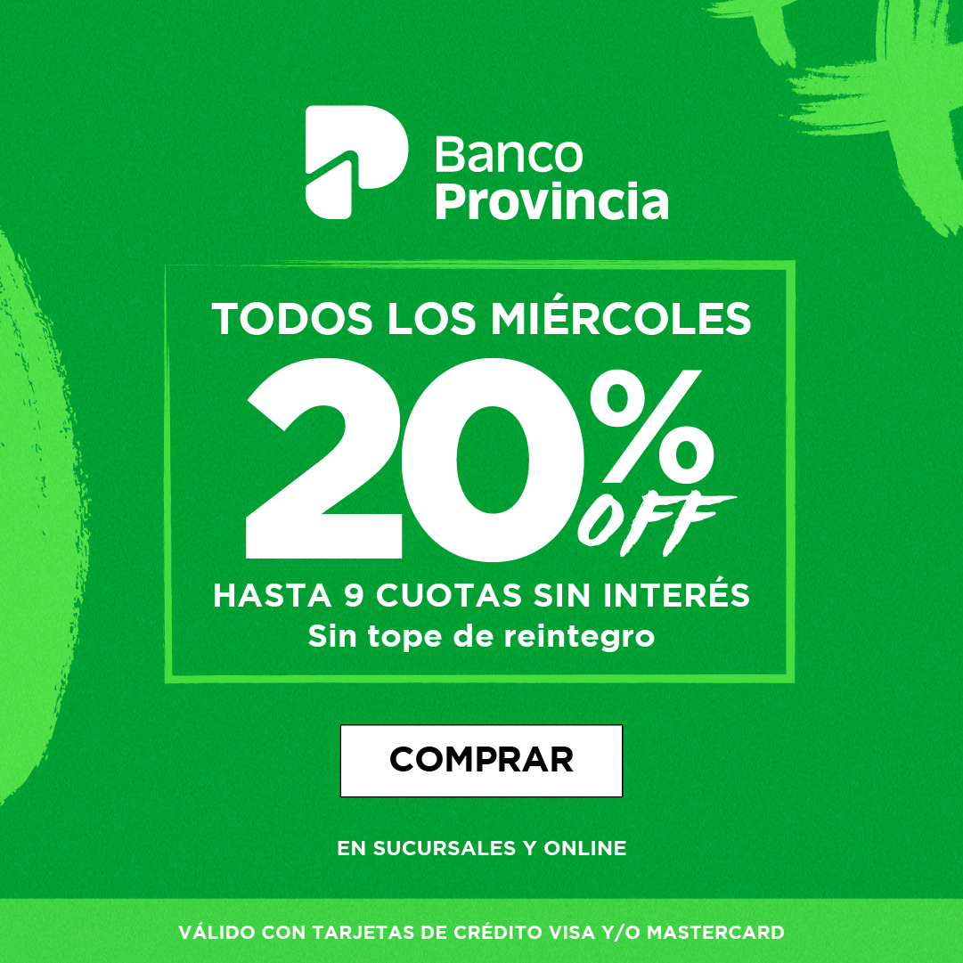 Provincia 20% OFF y 9 cuotas sin interés